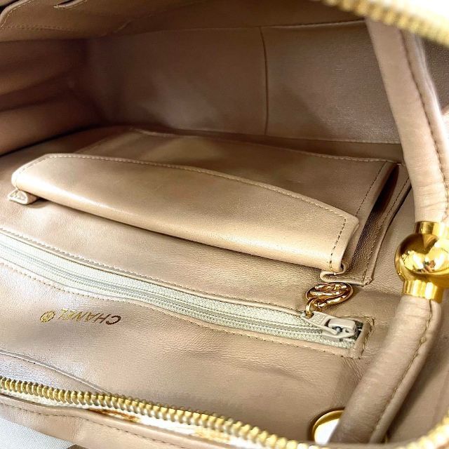 ト送料込 CHANEL シャネル ショルダーバッグ 肩掛け ベージュ コットン