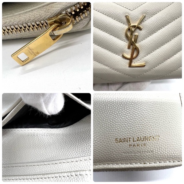 Saint Laurent(サンローラン)の美品！サンローラン　パリ　YSL  コンパクト折り財布　ホワイト レディースのファッション小物(財布)の商品写真