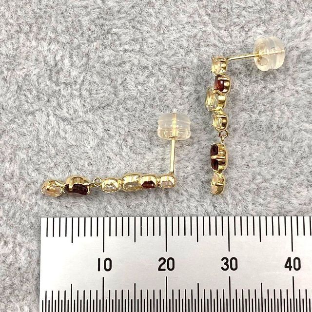 新品】K18 ガーネット Wトパーズ ローズクォーツ ピアス(18金 18K