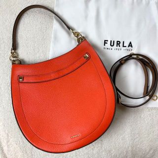 フルラ(Furla)の極美品 フルラ 2way ショルダーバッグ ハンドバッグ オレンジ ブラウン(ショルダーバッグ)