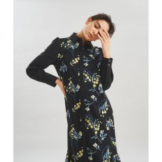 美品♡ グレースクラス 21SS プリントフリル ロングワンピース 36 マキシ