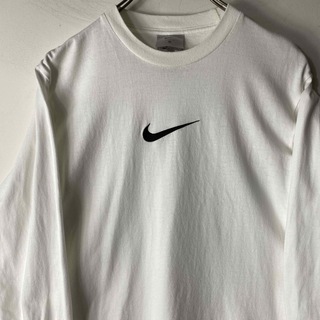 ナイキ(NIKE)の00’s Nike 刺繍ロゴ センターロゴ ロンT ホワイト 白 M 希少(Tシャツ(長袖/七分))
