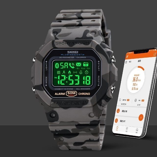スマートウォッチ　for ios/Android　DW-5600互換　グレーカモ メンズの時計(腕時計(デジタル))の商品写真