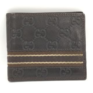 グッチ(Gucci)のGUCCI 二つ折り財布 グッチシマ シェリー レザー ダークブラウン(長財布)