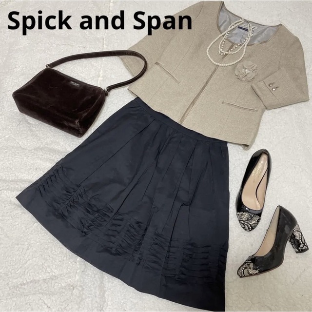 Spick & Span(スピックアンドスパン)のスピックアンドスパン　フォーマルスーツ　上下セット　ノーカラージャケット　母 レディースのフォーマル/ドレス(スーツ)の商品写真