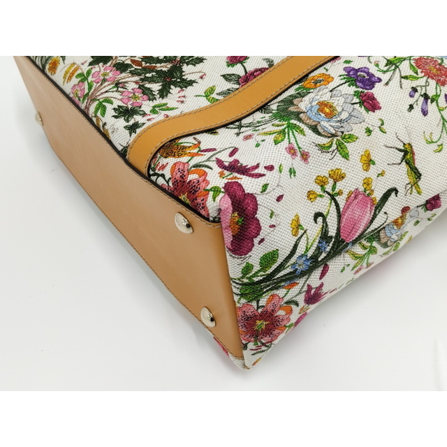 Gucci - GUCCI トートバッグ フローラ 花柄 キャンバス レザー