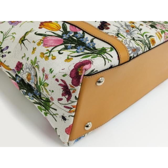 Gucci - GUCCI トートバッグ フローラ 花柄 キャンバス レザー