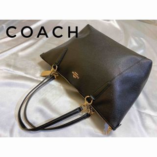 コーチ(COACH)のCOACH コーチ　ジップトップ　トート　バッグ　クロスグレーンレザー　黒(トートバッグ)