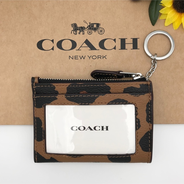 COACH ミニスキニー IDケース レオパード ヒョウ柄 パスケース 新品