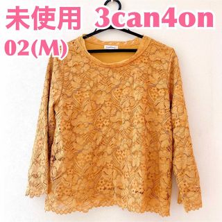 サンカンシオン(3can4on)の【新品】3can4on レースブラウスロングTシャツ　二の腕体型カバー　長袖(シャツ/ブラウス(長袖/七分))