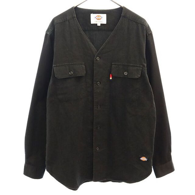 Dickies(ディッキーズ)のディッキーズ ワンポイントロゴワッペン 長袖 ノーカラー シャツ M ブラック Diskies メンズ 【中古】  【230412】 メンズのトップス(シャツ)の商品写真