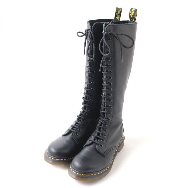 美品★Dr.martens ドクターマーチン 1B60 20ホール レザー レースアップブーツ／ロングブーツ レディース ブラック 黒 UK5 箱付 シンプル◎ h12-st30320-27