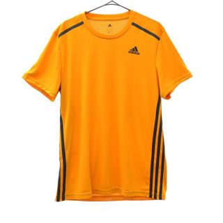 アディダス(adidas)のアディダス ワンポイントロゴプリント 半袖 トレーニングシャツ L オレンジ adidas スポーツ ウォームアップ メンズ 【中古】  【230412】 メール便可(その他)