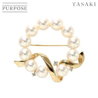 タサキ(TASAKI)のタサキ TASAKI アコヤ真珠 6.5-6.9mm ダイヤ 0.07ct ブローチ K18 YG イエローゴールド 750 パール 田崎真珠 VLP 90184819(ブローチ/コサージュ)