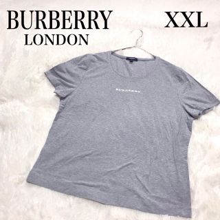 バーバリー(BURBERRY)の美品 大きいサイズ BURBERRY センターロゴ グレー カットソー 半袖(Tシャツ(半袖/袖なし))