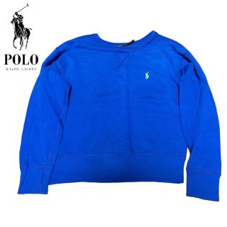 ポロラルフローレン(POLO RALPH LAUREN)のポロラルフローレン ブルー　青 M トレーナー 刺繍ロゴ 古着(トレーナー/スウェット)