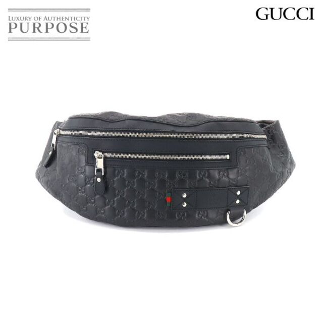 Gucci(グッチ)のグッチ GUCCI グッチシマ ボディ バッグ ウエスト ポーチ レザー ブラック シルバー 金具 246409 VLP 90186332 メンズのバッグ(ボディーバッグ)の商品写真