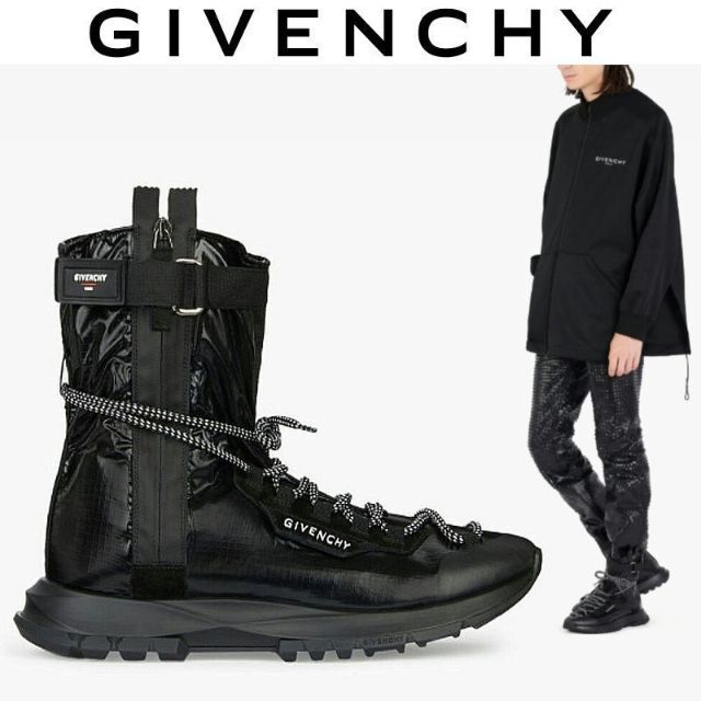 ブラック素材GIVENCHY ジバンシイ★メンズ サイドジップナイロンブーツ25㎝★ブラック