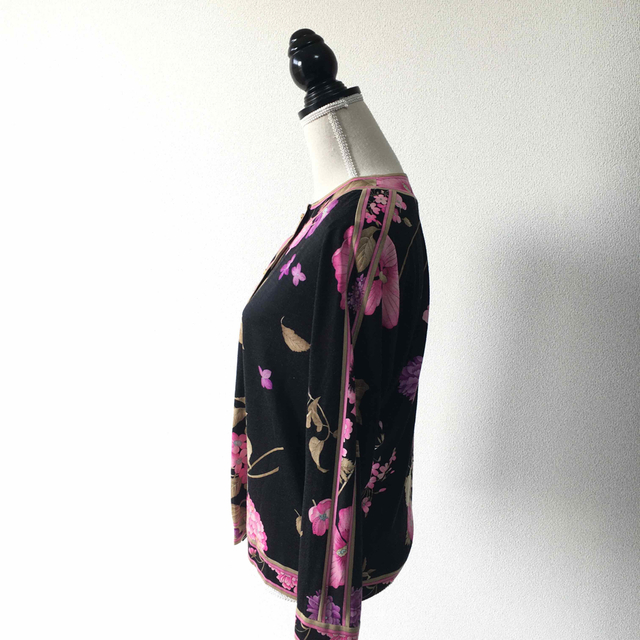 美品 LEONARD レオナール 最高級シルクウール 花柄 カーディガン