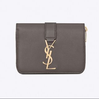 サンローラン(Saint Laurent)のYSL コンパクトウォレット　スムースレザー　グレー(財布)