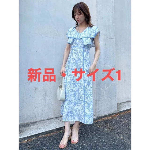 SNIDEL - SNIDELスナイデル 1 M 青 ラッフルカラーワンピースの通販 by