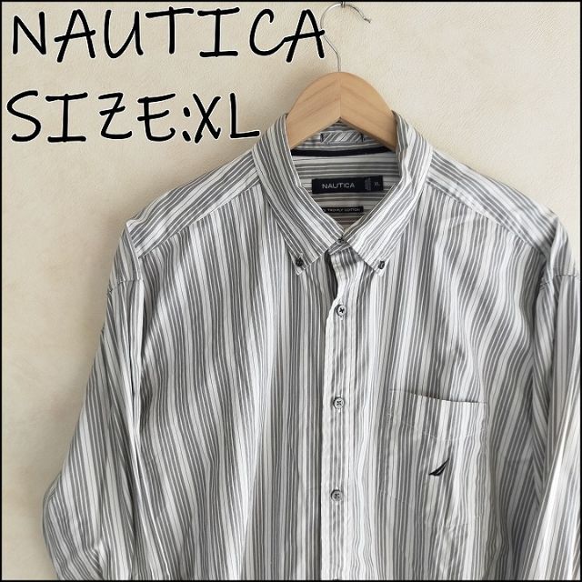 NAUTICA(ノーティカ)のNAUTICA ノーティカ　ストライプシャツ 刺繍ロゴ ビッグシルエット メンズのトップス(シャツ)の商品写真