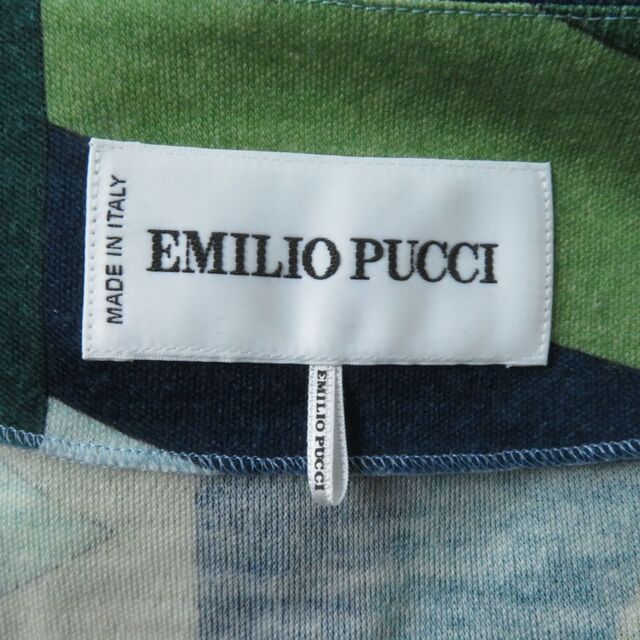 EMILIO PUCCI(エミリオプッチ)の極美品☆正規品 EMILIO PUCCI エミリオプッチ 17RL33 プッチ柄 カシュクール ウール100% 長袖 ベルト付 ワンピース グリーン系 38 伊製 J04-st30320-101 レディースのワンピース(ロングワンピース/マキシワンピース)の商品写真