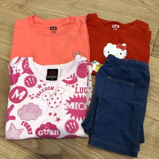 ユニクロ(UNIQLO)の110センチ　トップス　パンツ　セット(Tシャツ/カットソー)