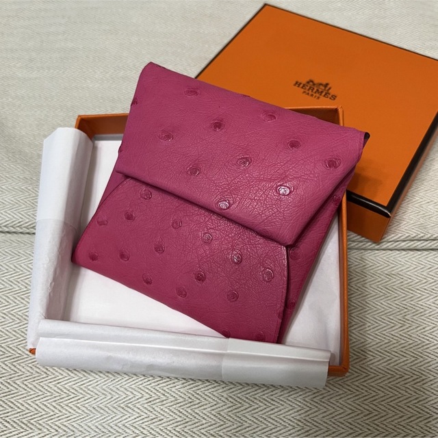 HERMES 新品 未使用　バスティア オーストリッチ ピンク