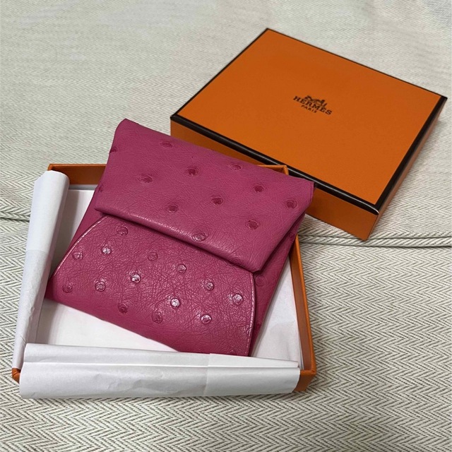 HERMES 新品 未使用　バスティア オーストリッチ ピンク