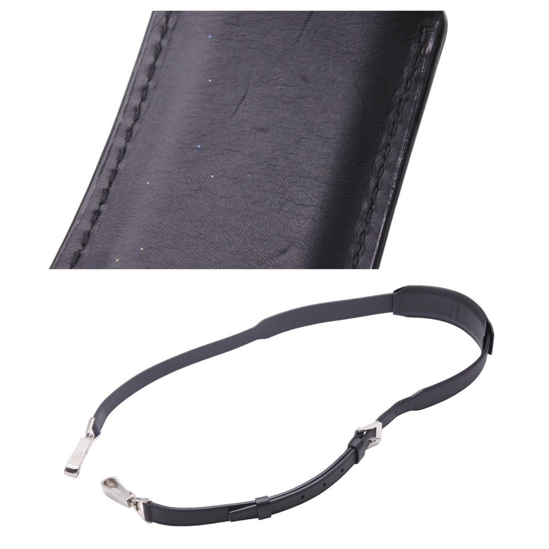 GOYARD ゴヤール 38190496800 ショルダーストラップ レザーストラップ ブラック シルバー金具 美品 中古 47871