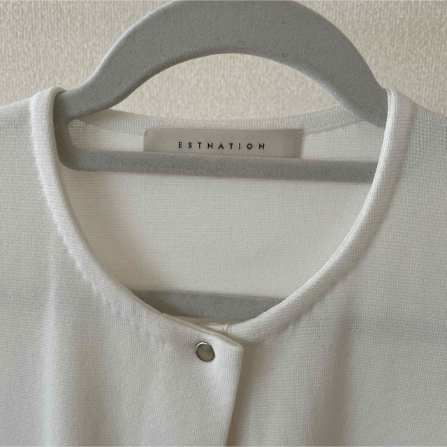 エストネーション ESTNATION ミラノリブ ニットジャケット 白-