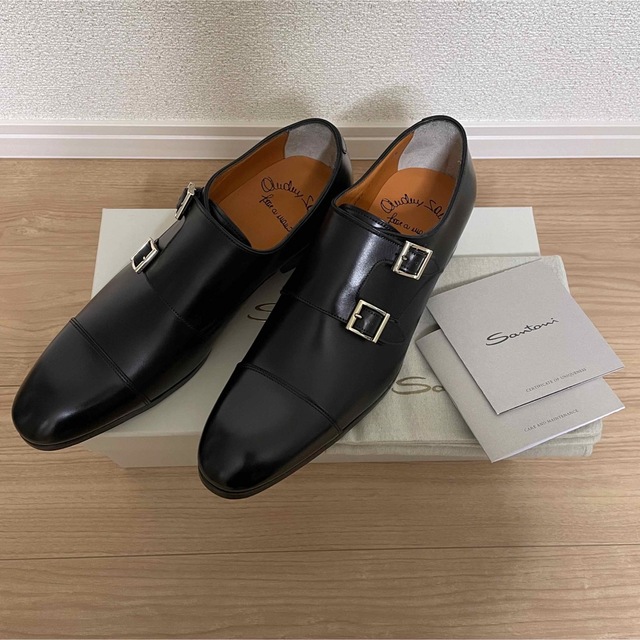 Santoni ダブルモンク ブラック サイズ7.5(26.0㎝相当)未使用