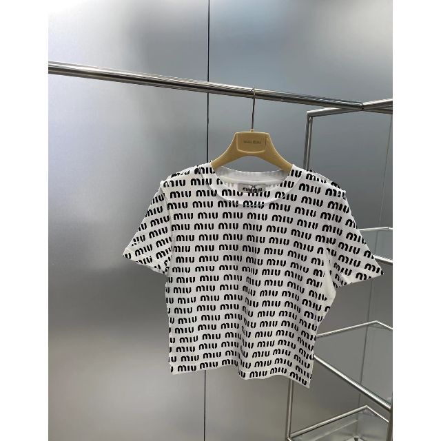 MiuMiu ミュウミュウ ロゴ クロップド Tシャツ ホワイト 割引購入 65.0