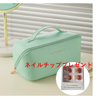 化粧ポーチ メイクポーチ コスメポーチ 軽量 ミニポーチ 化粧道具入れ グリーン(ポーチ)
