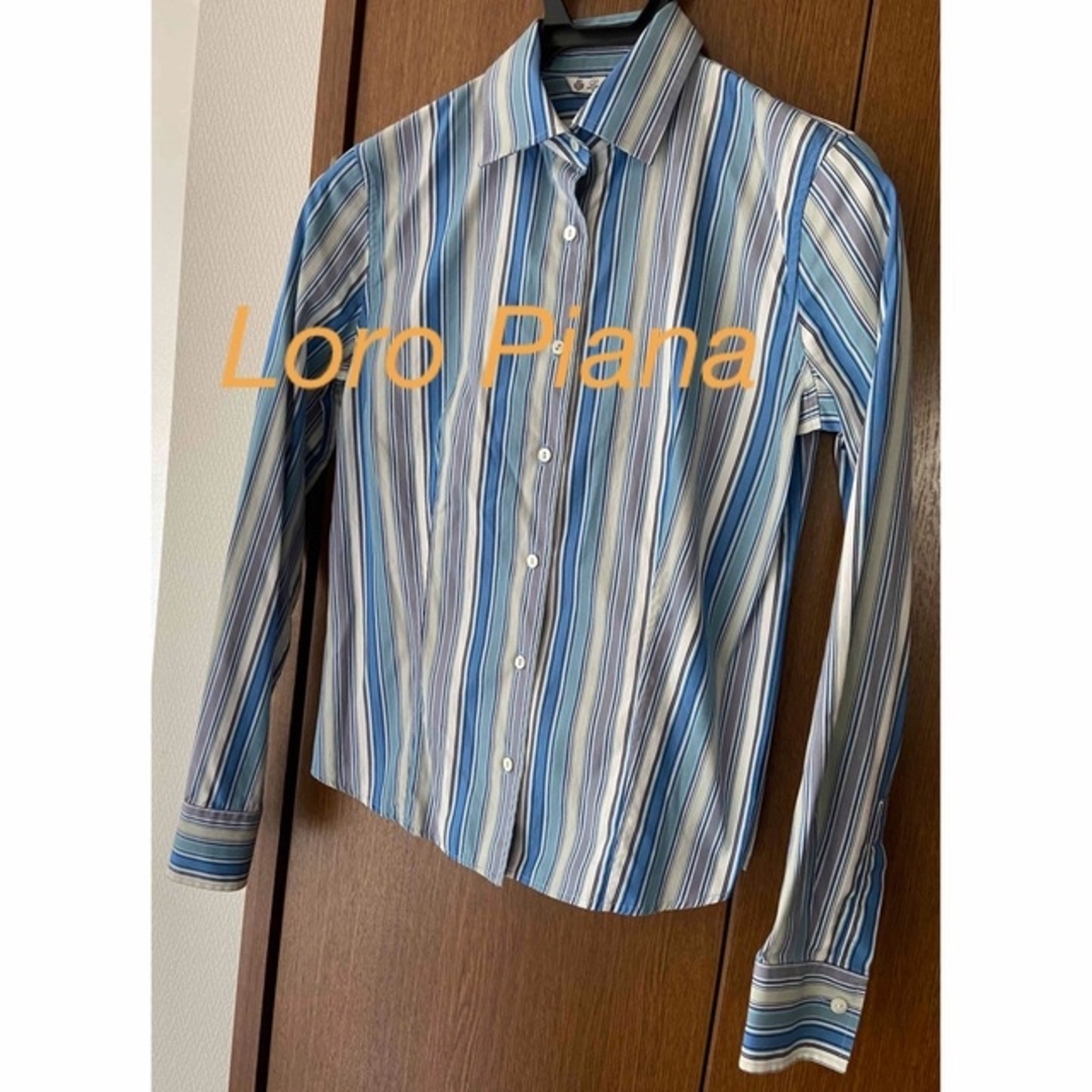 LORO PIANA(ロロピアーナ)のLoro Piana / ロロピアーナ　ブルーストライプ　カッタウェイシャツ　 レディースのトップス(シャツ/ブラウス(長袖/七分))の商品写真