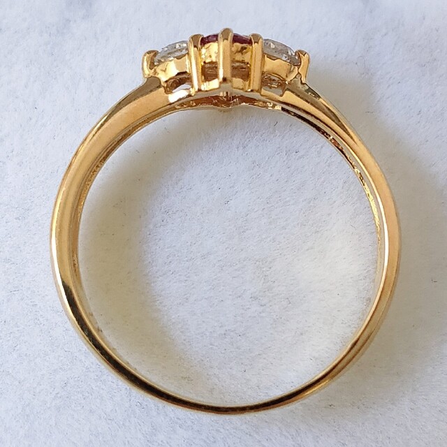 ダイヤモンド×ルビー リング K18YG 0.20ct 0.16ct 2.3g-