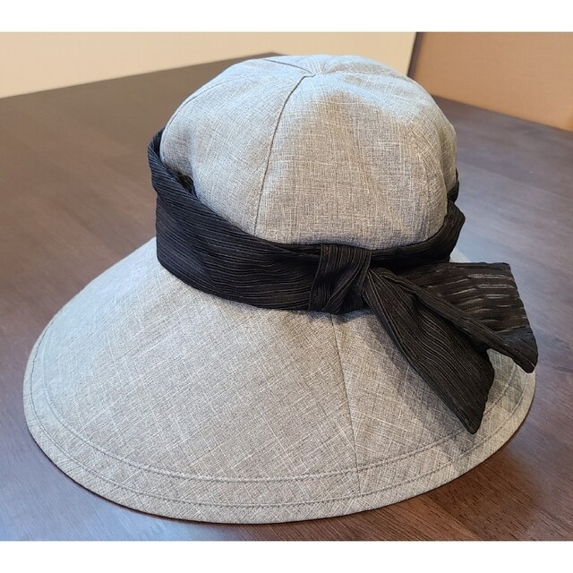 ROSE BLANC(ロサブラン)の芦屋ロサブラン 帽子 ボーダー リボンハット グレー 完全遮光 レディースの帽子(ハット)の商品写真