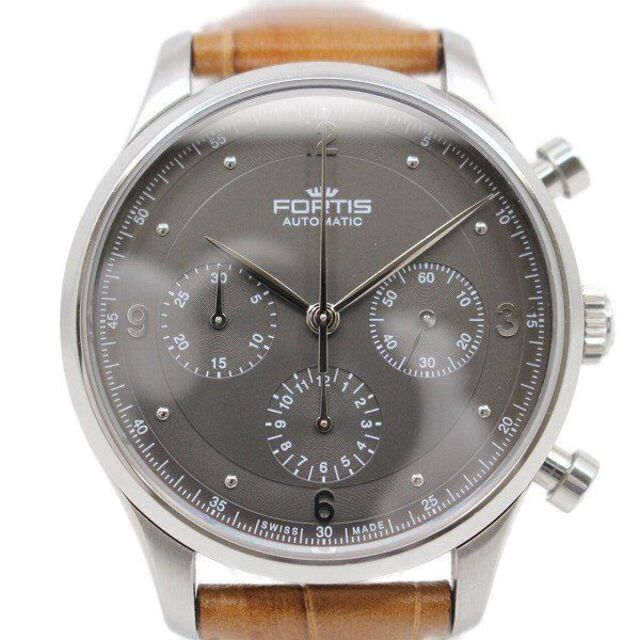 FORTIS フォルティス タイクーン クロノグラフ 自動巻き メンズ 腕時計 グレー文字盤 社外ベルト 904.21.173