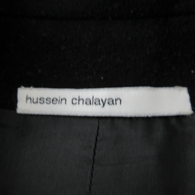 Hussein Chalayan(フセインチャラヤン)のフセインチャラヤン ノーカラーコート ジャケット ロング丈 ウールカシミヤ S レディースのジャケット/アウター(ノーカラージャケット)の商品写真