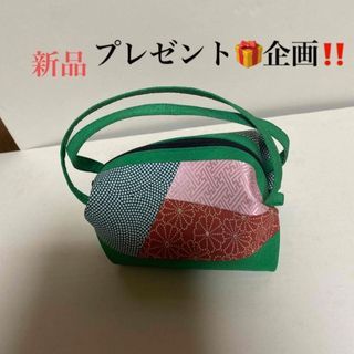 [💚縮緬　正絹　価格:¥5.500ミニバッグ　メイクポーチにも💁‍♀️](ハンドバッグ)