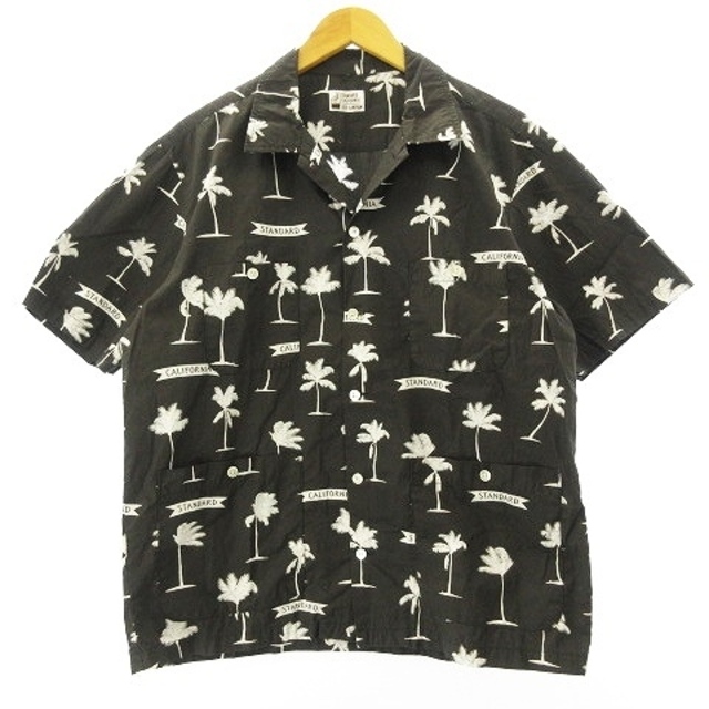 50cm身幅近年 Palm Tree shirt シャツ グレー系 ホワイト M IBO37