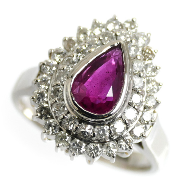 Pt900プラチナ リング・指輪 ルビー1.16ct ダイヤモンド1.37ct 14号