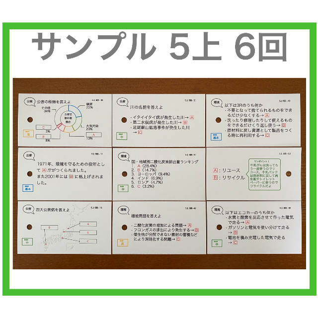 中学受験 暗記カード【5年下 社会・理科6-9回】 予習シリーズ 組み分け対策