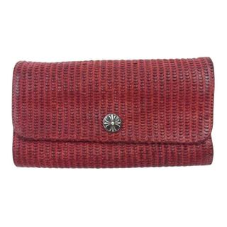 クロムハーツ(Chrome Hearts)のCHROME HEARTS クロムハーツ（原本有） ウォレット JUDY WALLET ジュディ ノベルティ クロスボールボタン スクロールラベル ウォレット 長財布 レッド系【中古】(長財布)