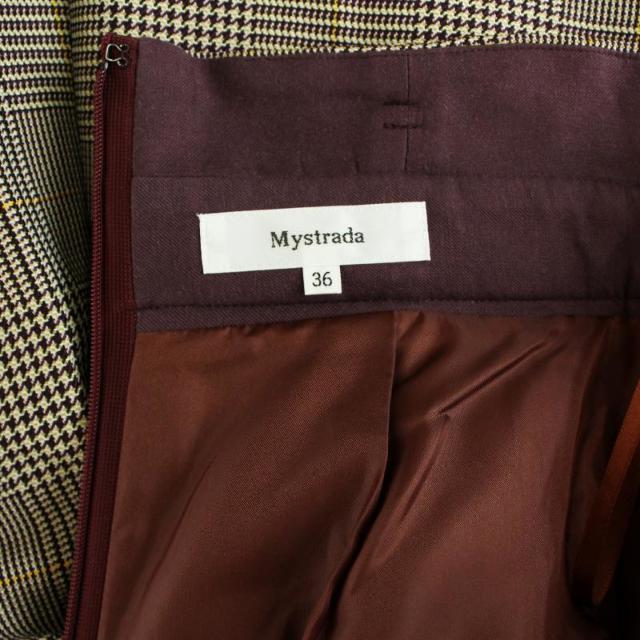 Mystrada(マイストラーダ)のマイストラーダ チェックフレアースカート ウール グレンチェック ベルト付き S レディースのスカート(ロングスカート)の商品写真