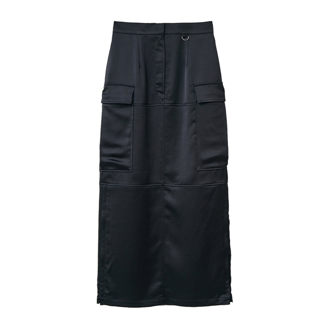 clane SATIN CARGO STRAIGHT SKIRT