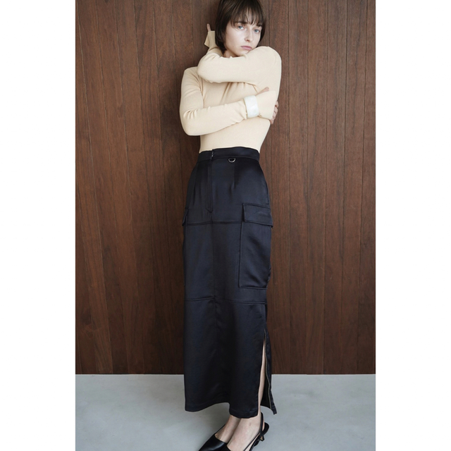 clane SATIN CARGO STRAIGHT SKIRT