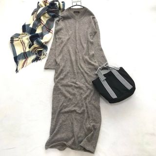 アーバンリサーチ 38 アルパカ混ベルスリーブマキシニットワンピース ブラウン