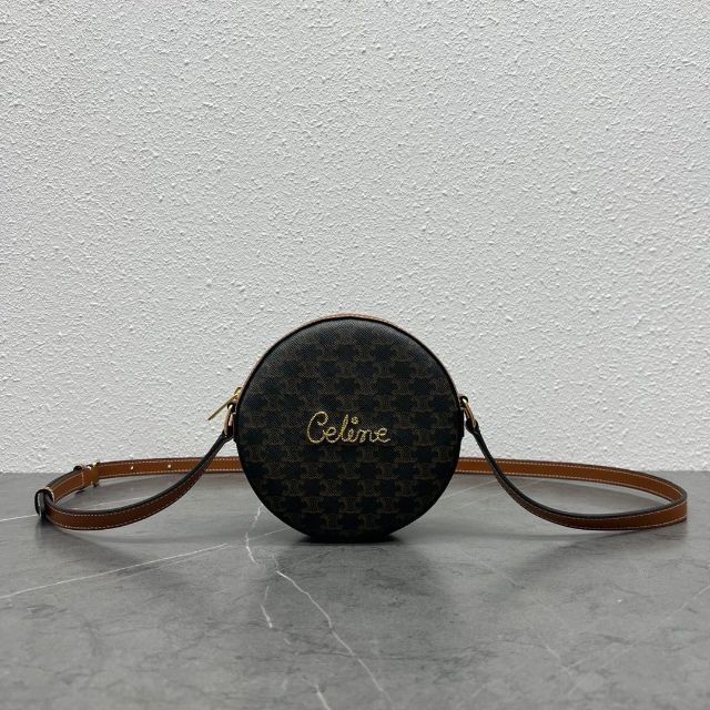 大割引 セリーヌ・CELINEトリオンフキャンバス ラウンドポシェット